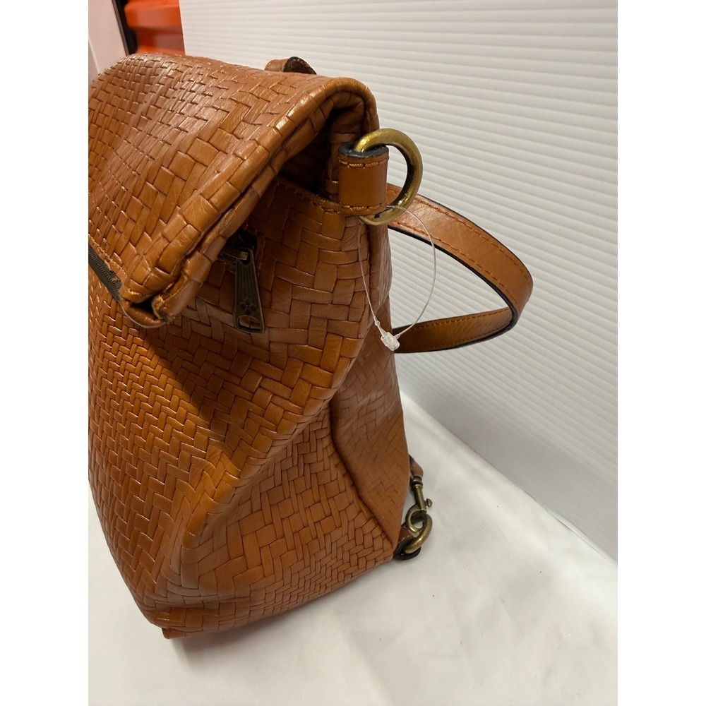 NWOT PATRICIA NASH LUZILLE LEATHER ZIP CONVERTIBLE BACKPACK WOVEN TAN RARE - Picture 8 of 10
